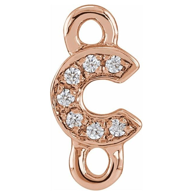 14K Yellow Or White Or Rose Gold  Petite Pave Round .75 Mm I1, G-H :: 0.03 Ctw Polished Natural Diamond Initial A Link