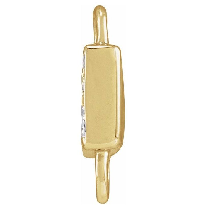 14K Yellow Or White Or Rose Gold  Petite Pave Round .75 Mm I1, G-H :: 0.03 Ctw Polished Natural Diamond Initial A Link