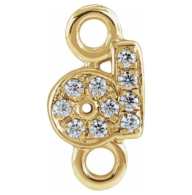 14K Yellow Or White Or Rose Gold  Petite Pave Round .75 Mm I1, G-H :: 0.03 Ctw Polished Natural Diamond Initial A Link