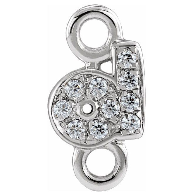14K Yellow Or White Or Rose Gold  Petite Pave Round .75 Mm I1, G-H :: 0.03 Ctw Polished Natural Diamond Initial A Link