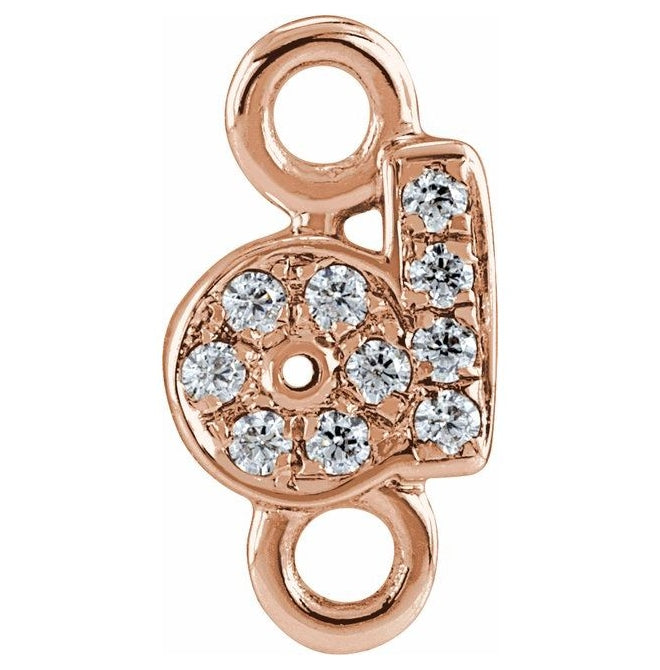 14K Yellow Or White Or Rose Gold  Petite Pave Round .75 Mm I1, G-H :: 0.03 Ctw Polished Natural Diamond Initial A Link