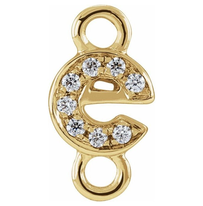 14K Yellow Or White Or Rose Gold  Petite Pave Round .75 Mm I1, G-H :: 0.03 Ctw Polished Natural Diamond Initial A Link