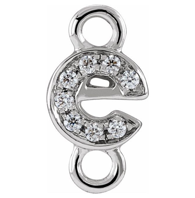 14K Yellow Or White Or Rose Gold  Petite Pave Round .75 Mm I1, G-H :: 0.03 Ctw Polished Natural Diamond Initial A Link