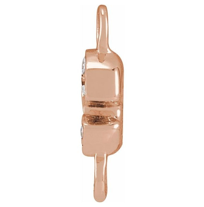 14K Yellow Or White Or Rose Gold  Petite Pave Round .75 Mm I1, G-H :: 0.03 Ctw Polished Natural Diamond Initial A Link