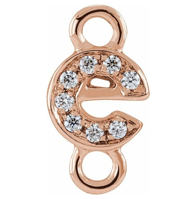 14K Yellow Or White Or Rose Gold  Petite Pave Round .75 Mm I1, G-H :: 0.03 Ctw Polished Natural Diamond Initial A Link