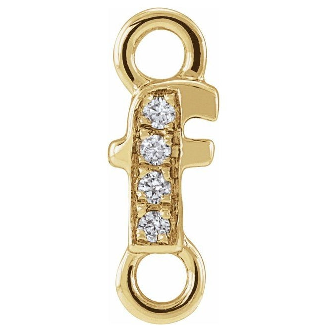 14K Yellow Or White Or Rose Gold  Petite Pave Round .75 Mm I1, G-H :: 0.03 Ctw Polished Natural Diamond Initial A Link