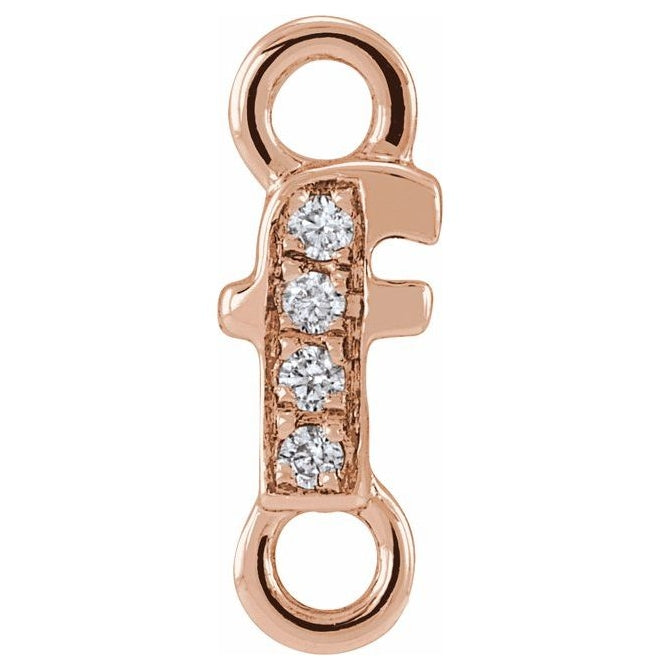 14K Yellow Or White Or Rose Gold  Petite Pave Round .75 Mm I1, G-H :: 0.03 Ctw Polished Natural Diamond Initial A Link