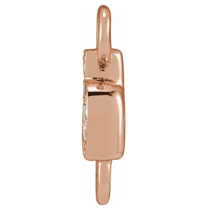 14K Yellow Or White Or Rose Gold  Petite Pave Round .75 Mm I1, G-H :: 0.03 Ctw Polished Natural Diamond Initial A Link