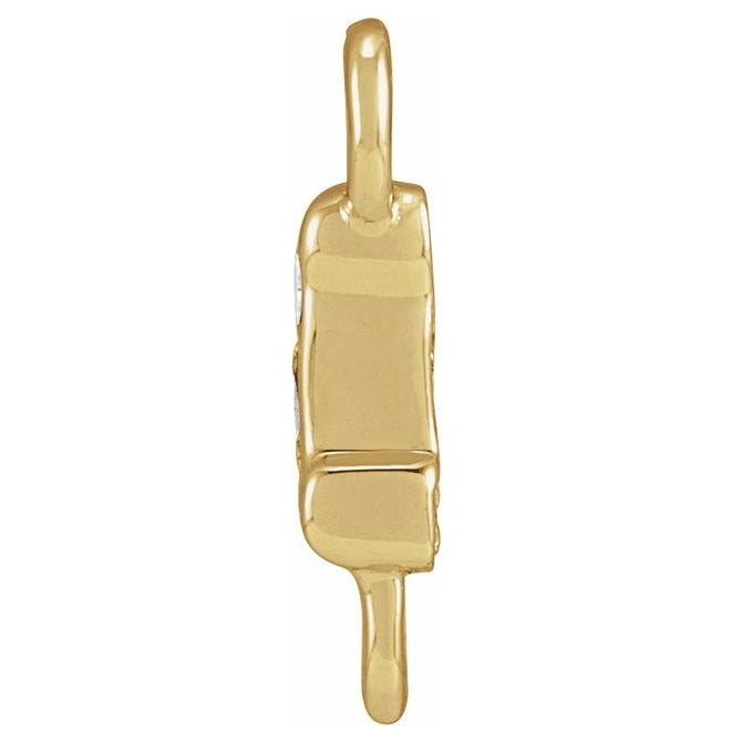 14K Yellow Or White Or Rose Gold  Petite Pave Round .75 Mm I1, G-H :: 0.03 Ctw Polished Natural Diamond Initial A Link