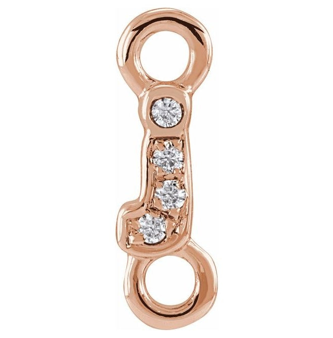 14K Yellow Or White Or Rose Gold  Petite Pave Round .75 Mm I1, G-H :: 0.03 Ctw Polished Natural Diamond Initial A Link