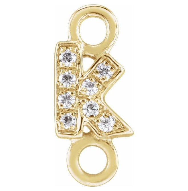 14K Yellow Or White Or Rose Gold  Petite Pave Round .75 Mm I1, G-H :: 0.03 Ctw Polished Natural Diamond Initial A Link
