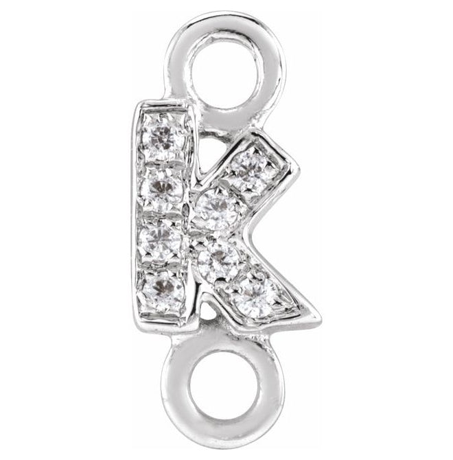 14K Yellow Or White Or Rose Gold  Petite Pave Round .75 Mm I1, G-H :: 0.03 Ctw Polished Natural Diamond Initial A Link