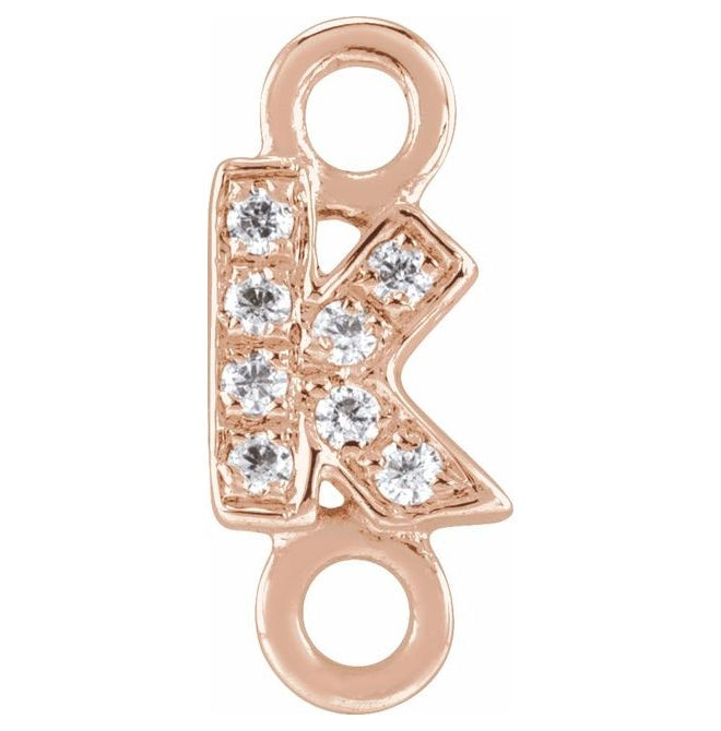14K Yellow Or White Or Rose Gold  Petite Pave Round .75 Mm I1, G-H :: 0.03 Ctw Polished Natural Diamond Initial A Link