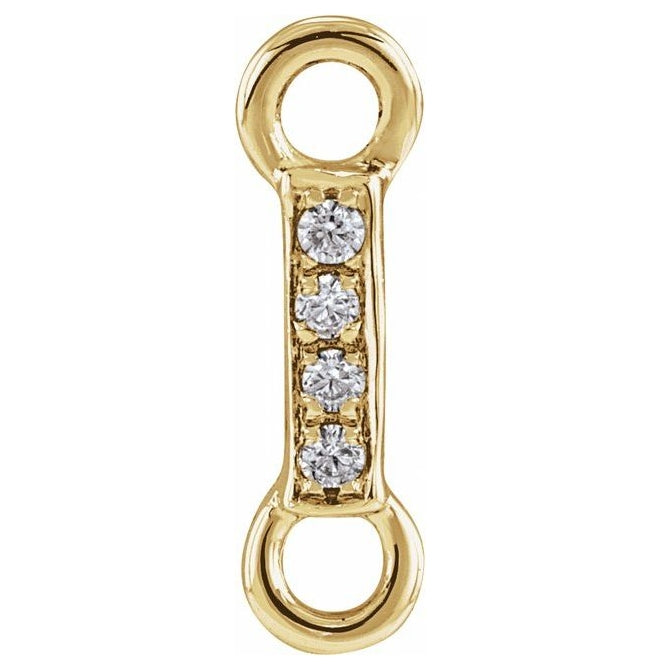 14K Yellow Or White Or Rose Gold  Petite Pave Round .75 Mm I1, G-H :: 0.03 Ctw Polished Natural Diamond Initial A Link