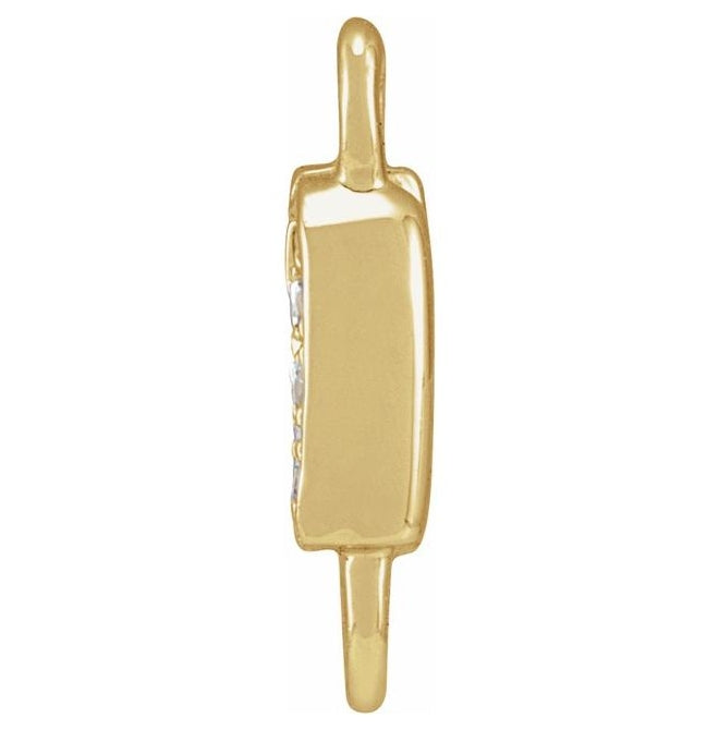 14K Yellow Or White Or Rose Gold  Petite Pave Round .75 Mm I1, G-H :: 0.03 Ctw Polished Natural Diamond Initial A Link