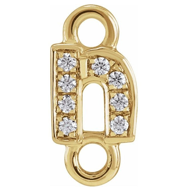 14K Yellow Or White Or Rose Gold  Petite Pave Round .75 Mm I1, G-H :: 0.03 Ctw Polished Natural Diamond Initial A Link