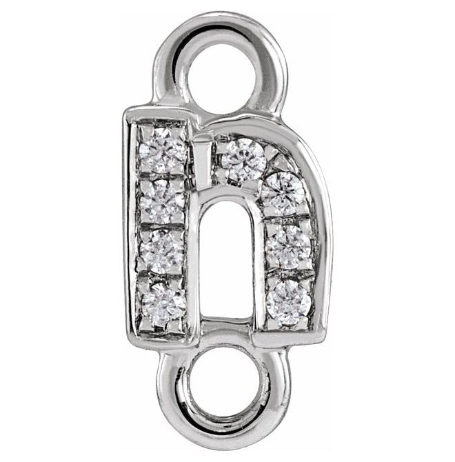 14K Yellow Or White Or Rose Gold  Petite Pave Round .75 Mm I1, G-H :: 0.03 Ctw Polished Natural Diamond Initial A Link