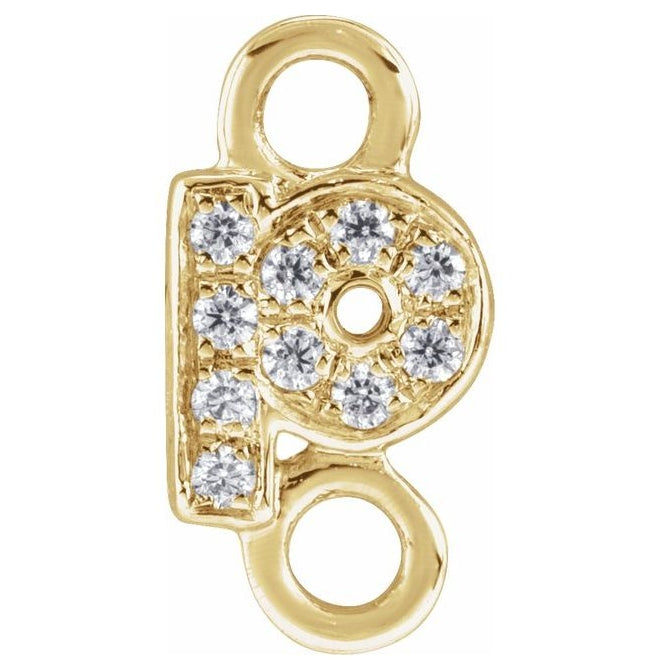 14K Yellow Or White Or Rose Gold  Petite Pave Round .75 Mm I1, G-H :: 0.03 Ctw Polished Natural Diamond Initial A Link