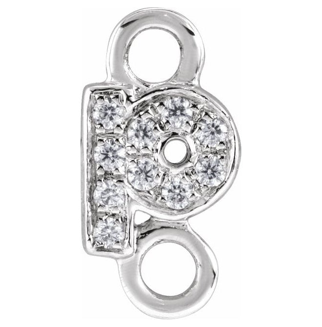 14K Yellow Or White Or Rose Gold  Petite Pave Round .75 Mm I1, G-H :: 0.03 Ctw Polished Natural Diamond Initial A Link