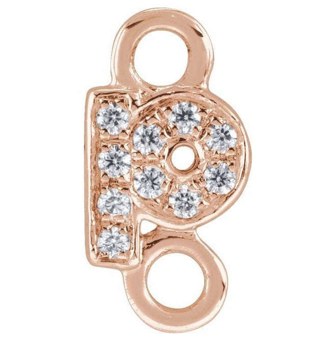 14K Yellow Or White Or Rose Gold  Petite Pave Round .75 Mm I1, G-H :: 0.03 Ctw Polished Natural Diamond Initial A Link