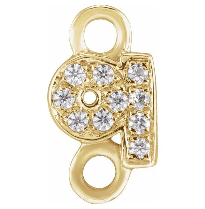 14K Yellow Or White Or Rose Gold  Petite Pave Round .75 Mm I1, G-H :: 0.03 Ctw Polished Natural Diamond Initial A Link