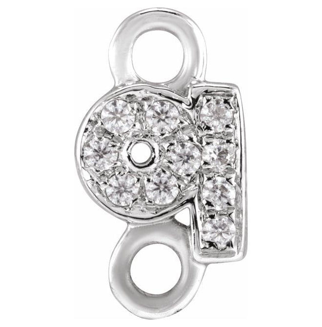 14K Yellow Or White Or Rose Gold  Petite Pave Round .75 Mm I1, G-H :: 0.03 Ctw Polished Natural Diamond Initial A Link