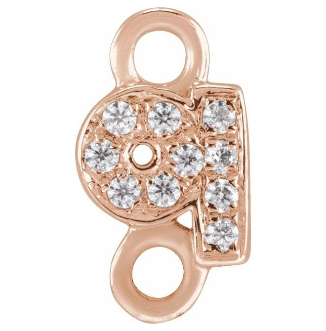 14K Yellow Or White Or Rose Gold  Petite Pave Round .75 Mm I1, G-H :: 0.03 Ctw Polished Natural Diamond Initial A Link