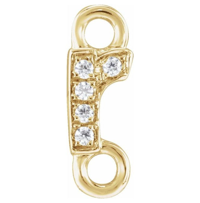 14K Yellow Or White Or Rose Gold  Petite Pave Round .75 Mm I1, G-H :: 0.03 Ctw Polished Natural Diamond Initial A Link