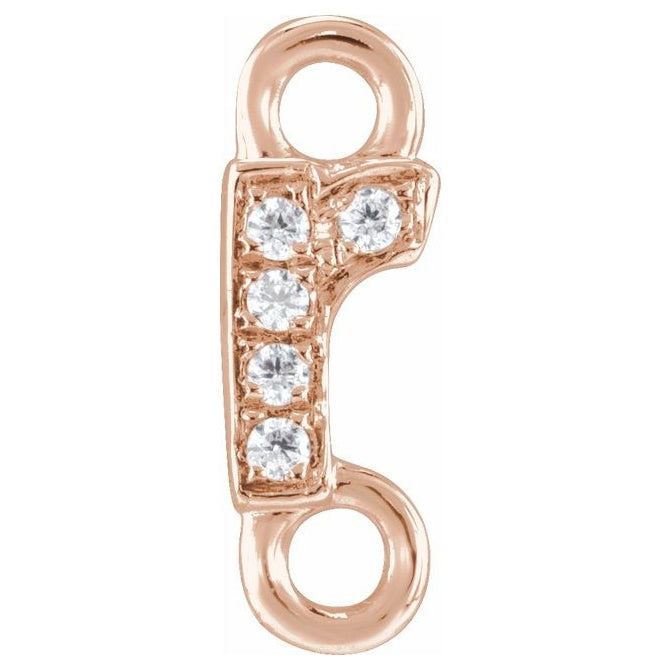 14K Yellow Or White Or Rose Gold  Petite Pave Round .75 Mm I1, G-H :: 0.03 Ctw Polished Natural Diamond Initial A Link