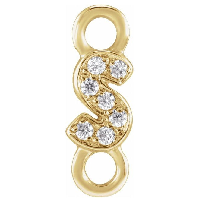 14K Yellow Or White Or Rose Gold  Petite Pave Round .75 Mm I1, G-H :: 0.03 Ctw Polished Natural Diamond Initial A Link