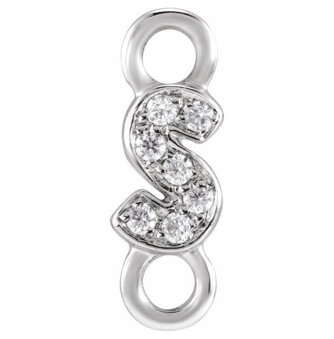 14K Yellow Or White Or Rose Gold  Petite Pave Round .75 Mm I1, G-H :: 0.03 Ctw Polished Natural Diamond Initial A Link