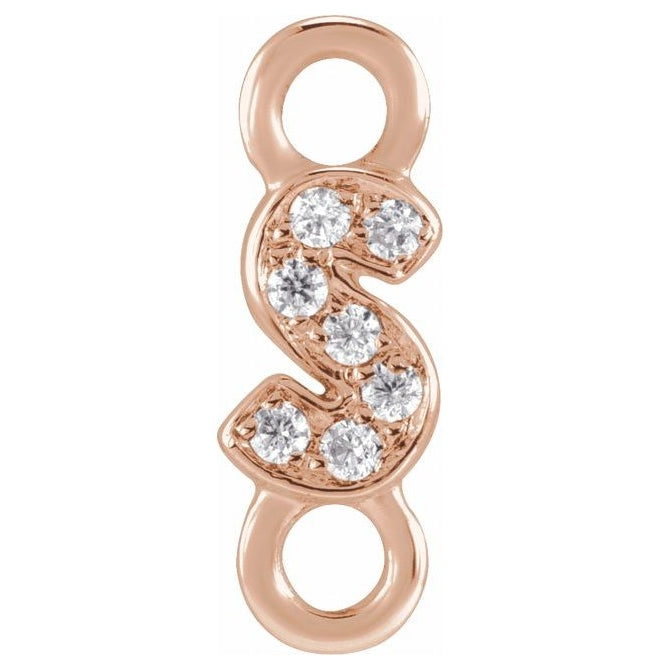 14K Yellow Or White Or Rose Gold  Petite Pave Round .75 Mm I1, G-H :: 0.03 Ctw Polished Natural Diamond Initial A Link