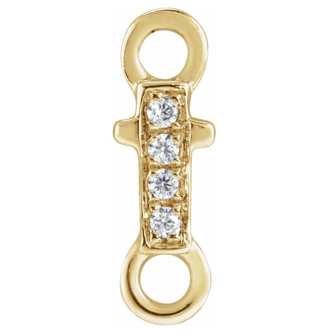 14K Yellow Or White Or Rose Gold  Petite Pave Round .75 Mm I1, G-H :: 0.03 Ctw Polished Natural Diamond Initial A Link