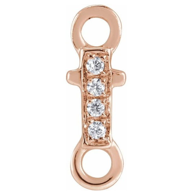 14K Yellow Or White Or Rose Gold  Petite Pave Round .75 Mm I1, G-H :: 0.03 Ctw Polished Natural Diamond Initial A Link