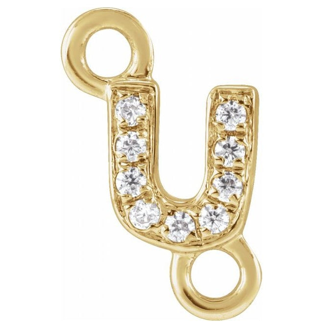 14K Yellow Or White Or Rose Gold  Petite Pave Round .75 Mm I1, G-H :: 0.03 Ctw Polished Natural Diamond Initial A Link