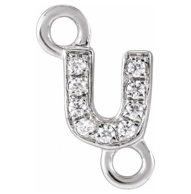 14K Yellow Or White Or Rose Gold  Petite Pave Round .75 Mm I1, G-H :: 0.03 Ctw Polished Natural Diamond Initial A Link