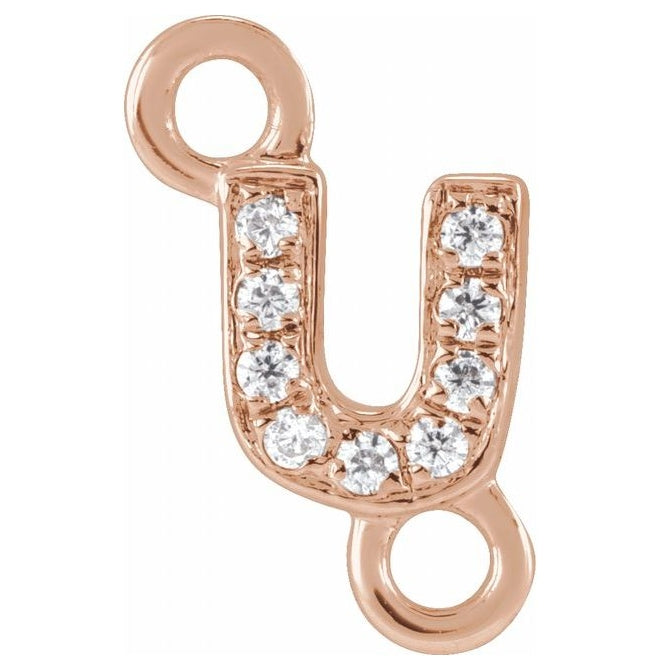 14K Yellow Or White Or Rose Gold  Petite Pave Round .75 Mm I1, G-H :: 0.03 Ctw Polished Natural Diamond Initial A Link