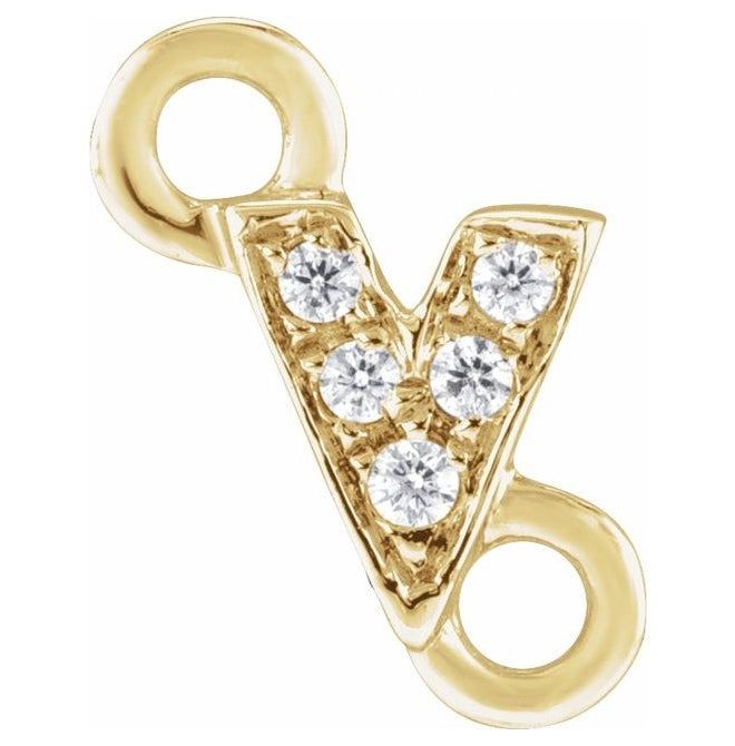 14K Yellow Or White Or Rose Gold  Petite Pave Round .75 Mm I1, G-H :: 0.03 Ctw Polished Natural Diamond Initial A Link