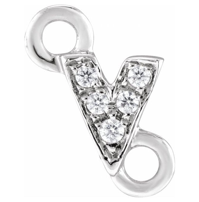 14K Yellow Or White Or Rose Gold  Petite Pave Round .75 Mm I1, G-H :: 0.03 Ctw Polished Natural Diamond Initial A Link