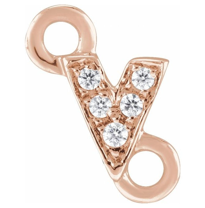 14K Yellow Or White Or Rose Gold  Petite Pave Round .75 Mm I1, G-H :: 0.03 Ctw Polished Natural Diamond Initial A Link
