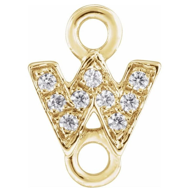 14K Yellow Or White Or Rose Gold  Petite Pave Round .75 Mm I1, G-H :: 0.03 Ctw Polished Natural Diamond Initial A Link