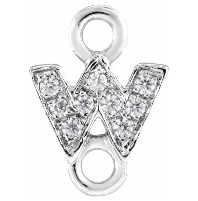 14K Yellow Or White Or Rose Gold  Petite Pave Round .75 Mm I1, G-H :: 0.03 Ctw Polished Natural Diamond Initial A Link