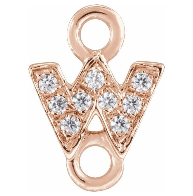 14K Yellow Or White Or Rose Gold  Petite Pave Round .75 Mm I1, G-H :: 0.03 Ctw Polished Natural Diamond Initial A Link