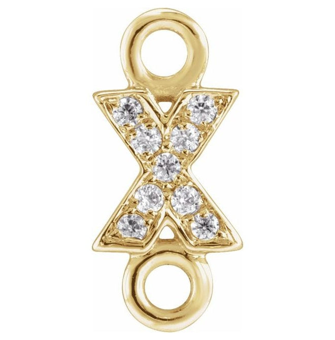 14K Yellow Or White Or Rose Gold  Petite Pave Round .75 Mm I1, G-H :: 0.03 Ctw Polished Natural Diamond Initial A Link