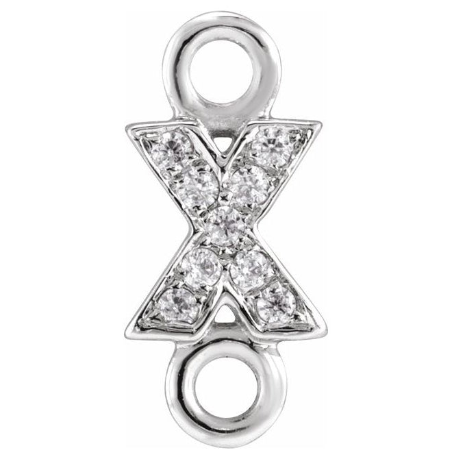 14K Yellow Or White Or Rose Gold  Petite Pave Round .75 Mm I1, G-H :: 0.03 Ctw Polished Natural Diamond Initial A Link