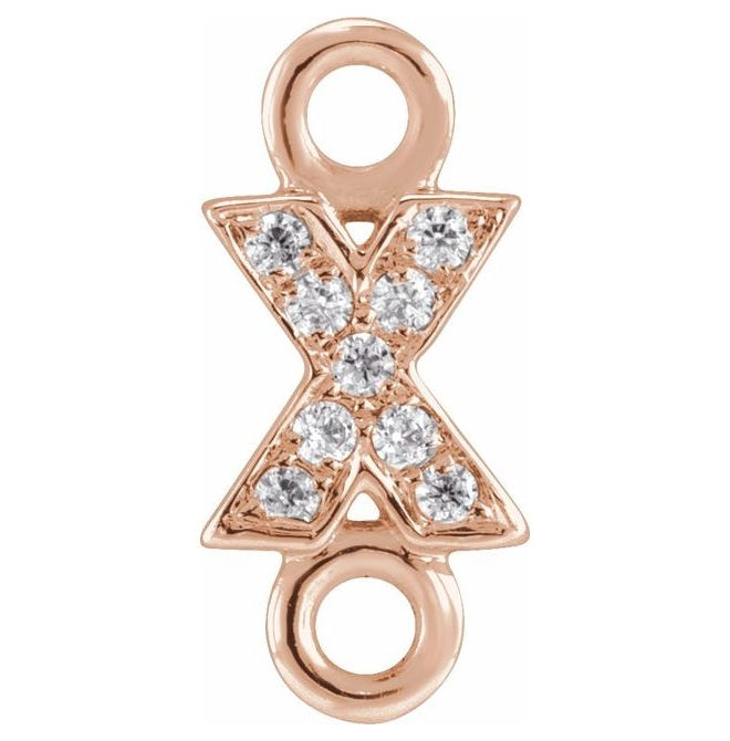 14K Yellow Or White Or Rose Gold  Petite Pave Round .75 Mm I1, G-H :: 0.03 Ctw Polished Natural Diamond Initial A Link