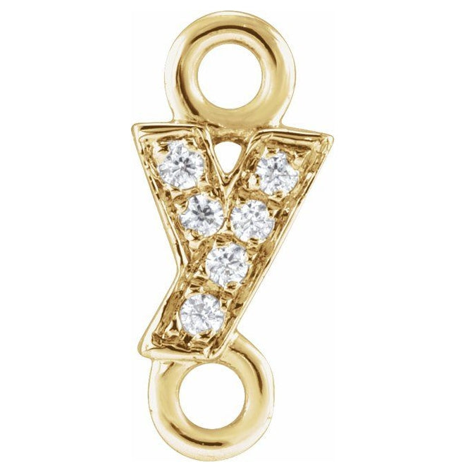 14K Yellow Or White Or Rose Gold  Petite Pave Round .75 Mm I1, G-H :: 0.03 Ctw Polished Natural Diamond Initial A Link