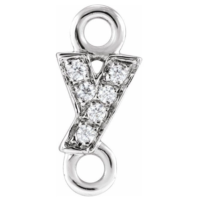 14K Yellow Or White Or Rose Gold  Petite Pave Round .75 Mm I1, G-H :: 0.03 Ctw Polished Natural Diamond Initial A Link