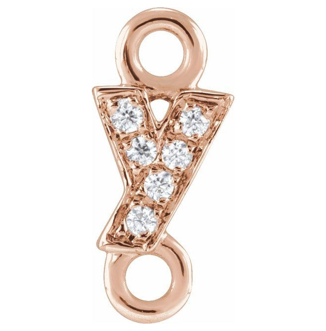14K Yellow Or White Or Rose Gold  Petite Pave Round .75 Mm I1, G-H :: 0.03 Ctw Polished Natural Diamond Initial A Link