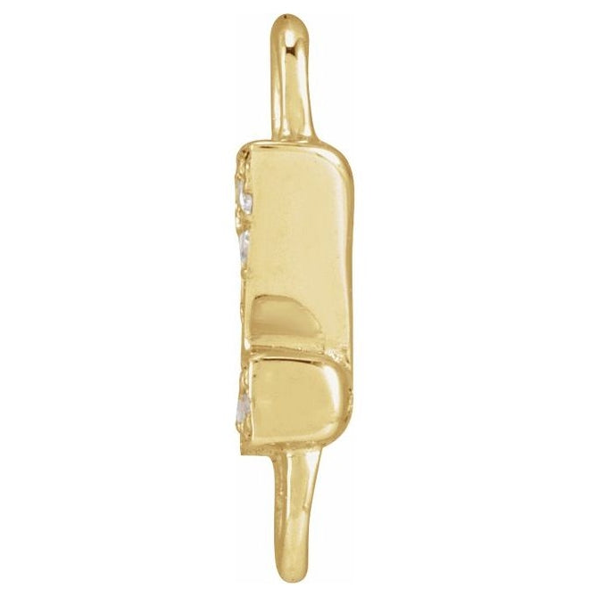 14K Yellow Or White Or Rose Gold  Petite Pave Round .75 Mm I1, G-H :: 0.03 Ctw Polished Natural Diamond Initial A Link